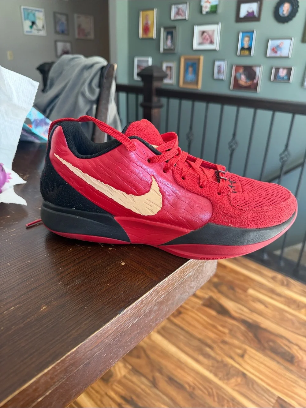 Nike Red Low-Top Basketball Shoe with Cream Swoosh Ja 2 nightmare